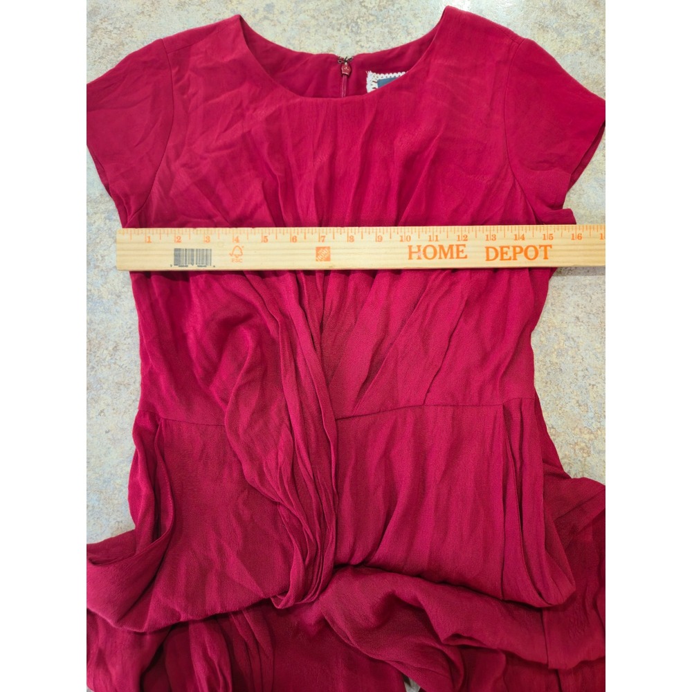 Anthropologie Galatea Tie Front Jumpsuit Red Wide Leg Cropped Short Sleeve S - Picture 5 of 13